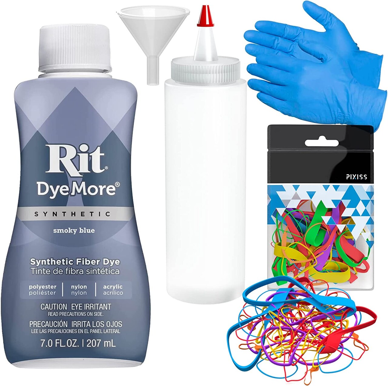 Synthetic Rit Dye More Liquid Fabric Dye Smoky Blue, Pixiss Rit Accessories Kit